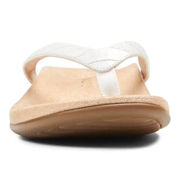 Vionic Sandals Ireland - Dillon Toe Post Sandal White - Womens Shoes Discount | HCSFB-2763